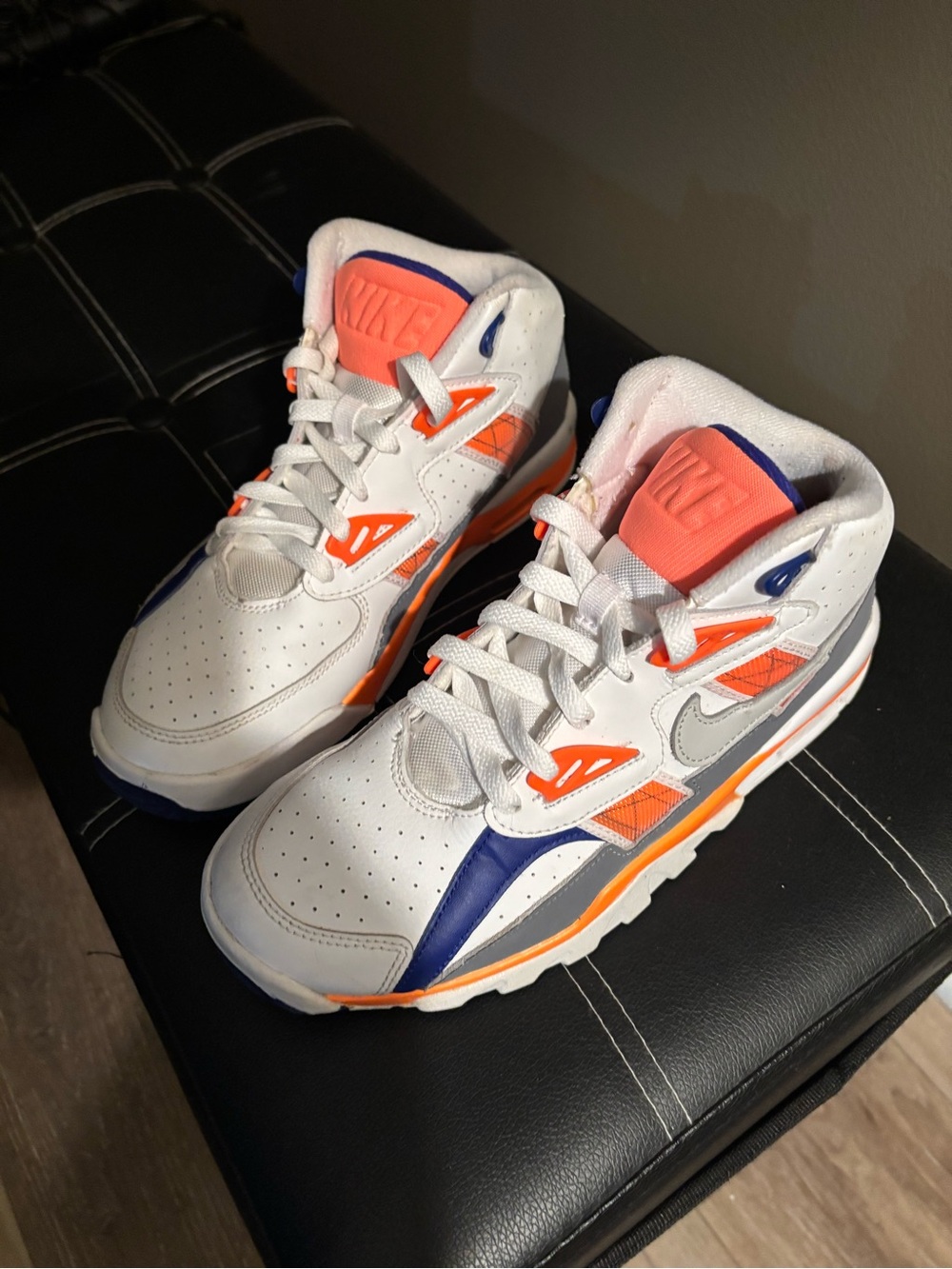 Nike Kids White Orange & Blue High Top Sneakers - Picture 3 of 5